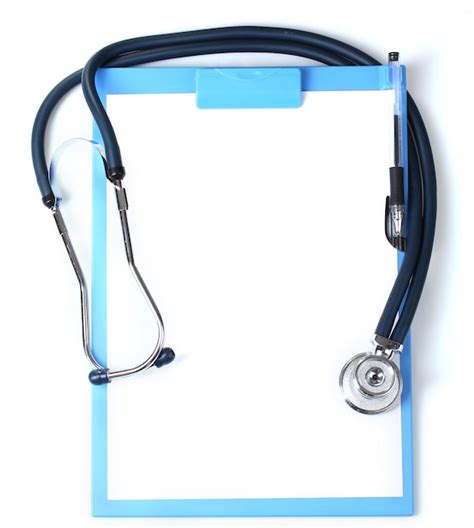 Premium Photo Stethoscope And Blue Clipboard Isolated On White