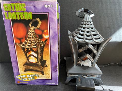 Vintage Halloween Gemmy Halloween Flickering Flame Gothic Lantern Prop ...