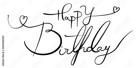 Happy Birthday Hand Lettering Brush Ink Calligraphy Vector