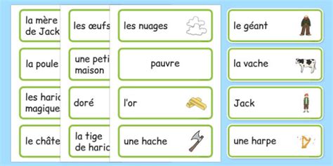 Jack And The Beanstalk Word Cards French