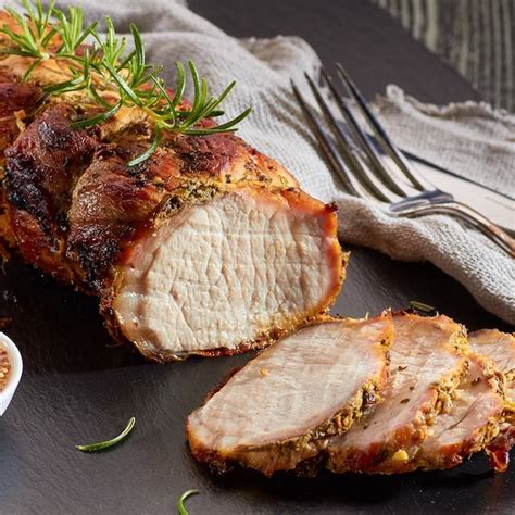 Roasted Pork Loin With Honey Mustard Glaze Chatelaine Recipe Pork Loin Roast Tenderloin