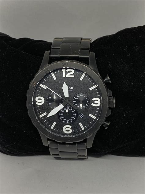 Fossil Nate Jr Men S Black Stainless Steel Analog Dial Quartz Watch