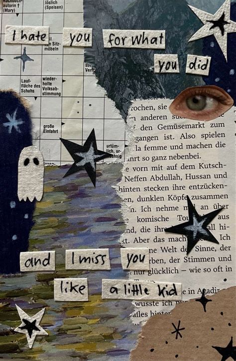 An Altered Collage With Words And Pictures On It Including Stars In