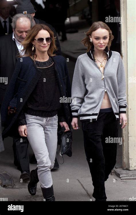 Vanessa Paradis And Daughter Lily Rose Depp During The Fashion Week At