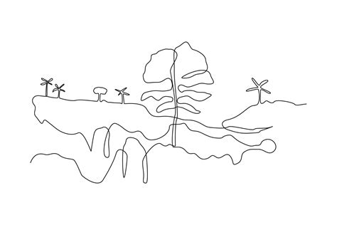 Single one line drawing Forest concept. Continuous line draw design graphic vector illustration ...