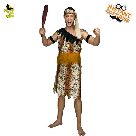 Adult Men Jungle Caveman Costume Cosplay Carnival Original Stone Age