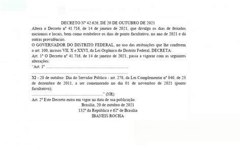 Ibaneis Altera Data Do Ponto Facultativo Do Dia Do Servidor No DF