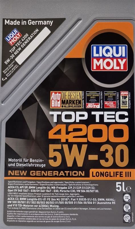 Liqui Moly Top Tec W Motor L New Generation L