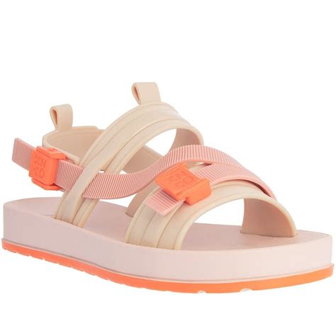 Sandália Papete Zaxy City Flatform Detalhe Fecho Trava Nude Bege