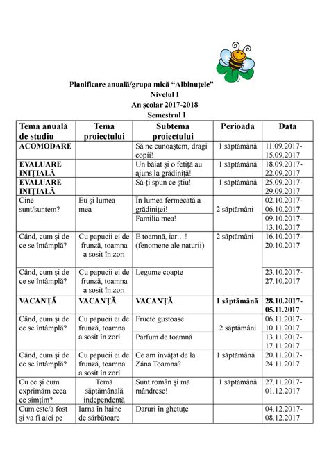 Instalare Dificil Elegant Planificare Saptamanala Grupa Mica Evaluare