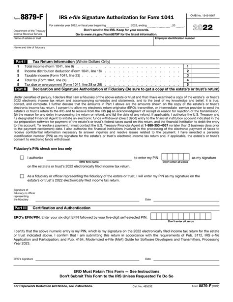 Irs Form 8879 F Download Fillable Pdf Or Fill Online Irs E File