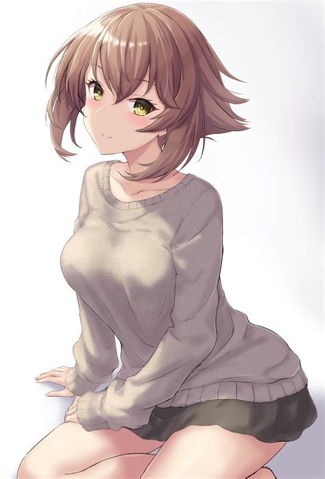 Short Hair Brunette Anime Anime Girls Kantai Collection Mutsu