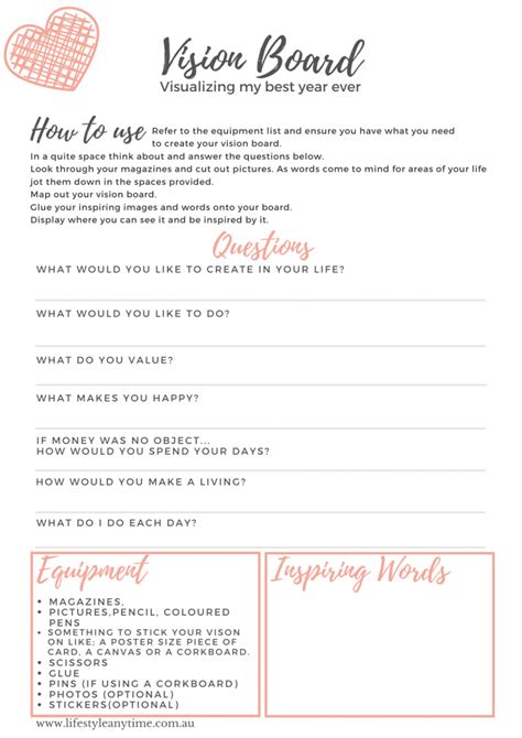 The Vision Board Checklist Printable • Lifestyle Anytime