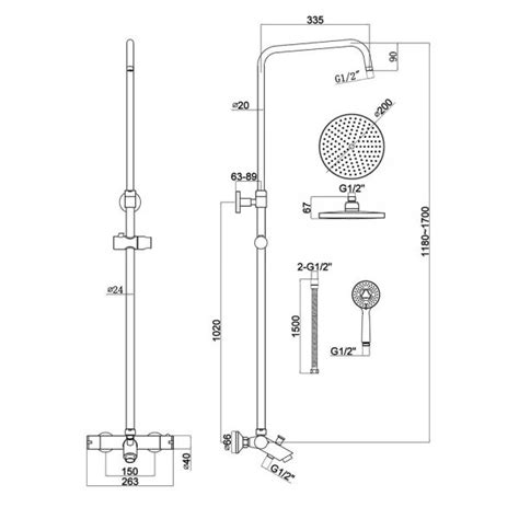 Highlife Stroma Chrome Exposed Thermostatic Rigid Riser Shower Kit