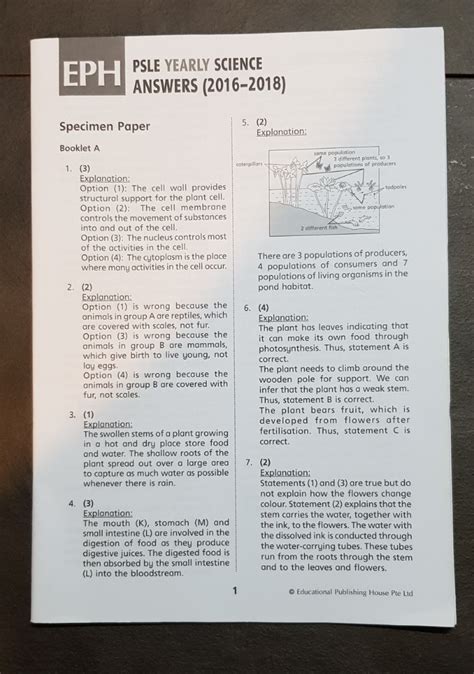 Psle Science Answer Booklet Hobbies Toys Books