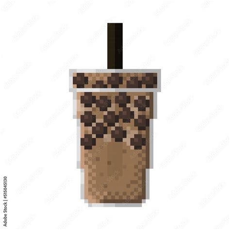 Pearl Milk Tea Pixel Art Vector Illustration Stock Vector Adobe Stock