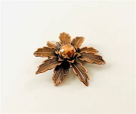 Mid Century Copper Flower Brooch Bell Trading Post So Gem