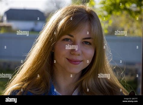 Beautiful Blonde Ukrainian Girl Smiling Stock Photo Alamy