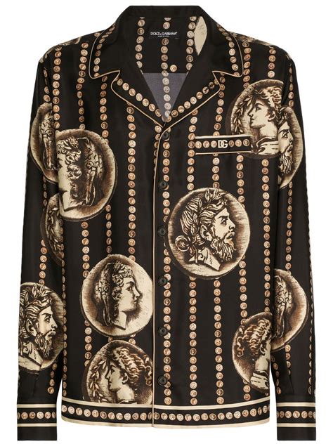 Dolce Gabbana Coin Print Twill Silk Shirt Farfetch