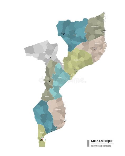 Mapa De Moçambique Divisões Administrativas Ilustração do Vetor