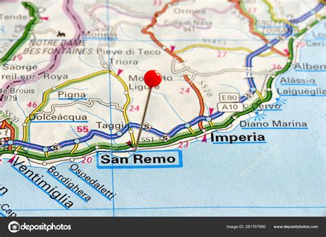 Closeup Map San Remo San Remo City Italy Picture Kak Stock Photo By