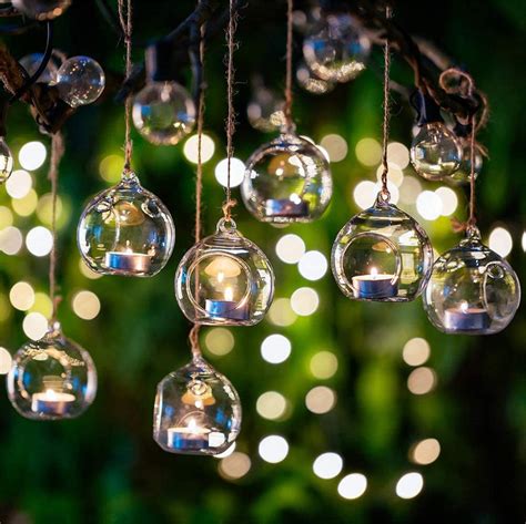 Set Of Wedding Hanging Glass Orbs Glass Tea Light Etsy Hanging