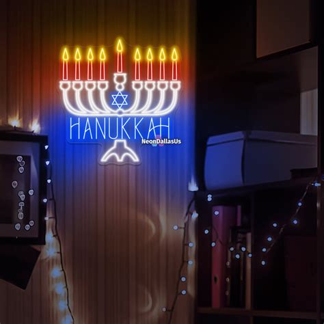 Hanukkah Decor Hanukkah Neon Sign Hanukkah Led Light Menorah Chanukah