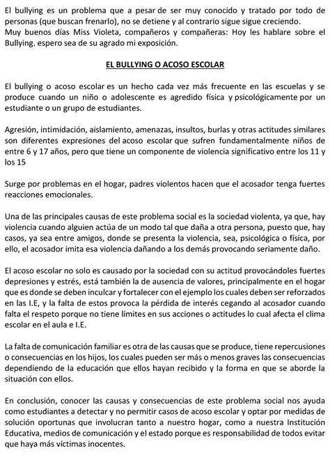 Exposici N El Bulling Escolar El Bullying Es Un Problema Que A Pesar