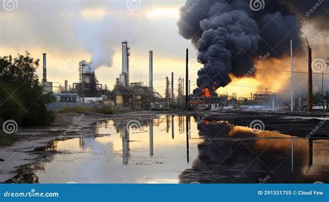 Oil Refinery Pollution Affecting Nearby Communities Stock Illustration ...