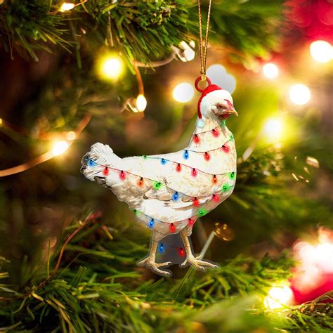 Holloyiver 2024 Chicken Ornament Christmas Tree Decoration Acrylic Materia Farmhouse Decor