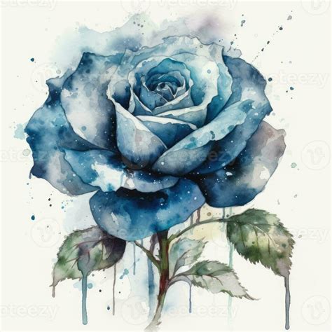 Elegant Blue Rose Watercolor on White Background 29973778 Stock Photo ...