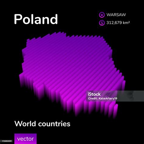 Vetores De Polónia Mapa 3d Mapa Estilizado Do Vetor Isométrico