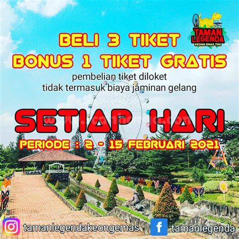 Taman Legenda Keong Emas Promo Bonus Tiket Gratis Scanharga