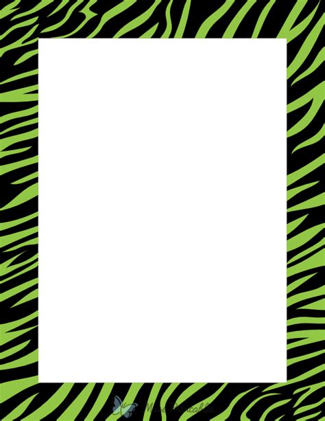 Printable Black And Green Zebra Print Page Border