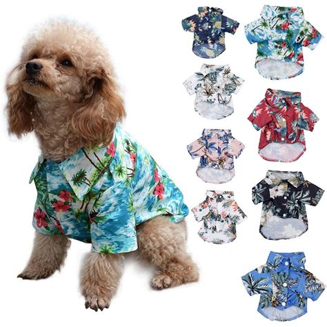 Hawaiian Pet Dog T Shirts Summer Shirt Puppy Beach Coconut Tree Print