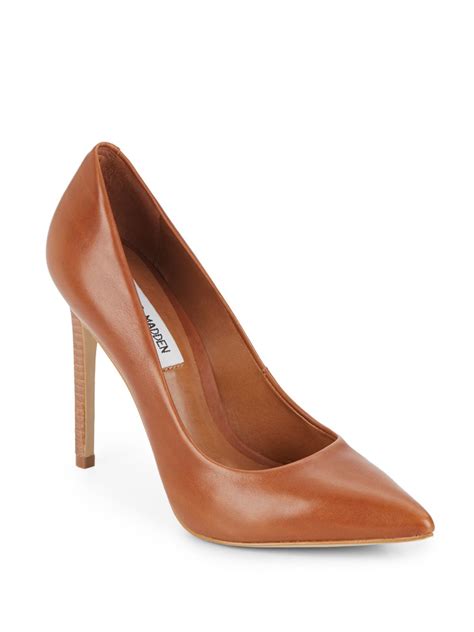 Steve Madden Leather Point Toe Pumps In Brown Lyst