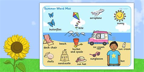 Summer Themed Scene Word Mat Teacher Made