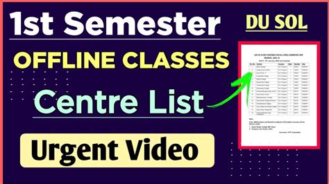 Sol First Semester Offline Classes Centre List Ug Courses Sol