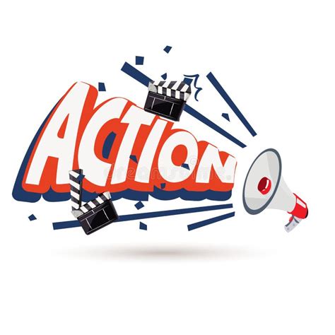 Megaphone With `action` Typographic Vector Stock Illustration