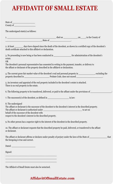 Small Estate Affidavit Form Fill Out And Sign Printable Pdf Template Images