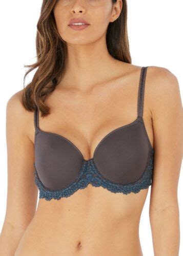 Wacoal Bra 38b Eu 85b Fr 100b Dark Grey Blue Luxury T Shirt Embrace Lace Ebay