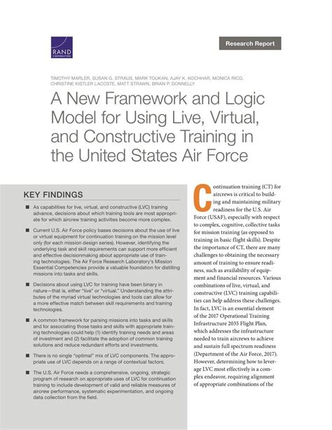 A New Framework And Logic Model For Using Live Virtual And