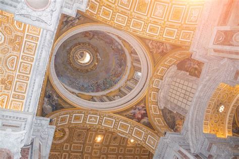 Vatican City, Rome, Italy - February 23, 2019: Interior Ceiling of the ...