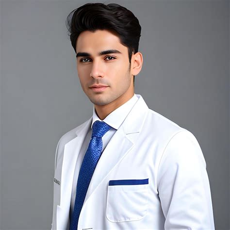 Premium Ai Image A Man Wearing A White Lab Coat With A Blue Tie