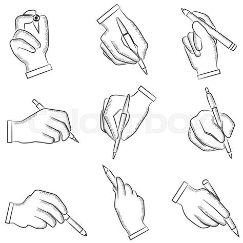 Sketch hand holding pen | Stock Vector | Colourbox