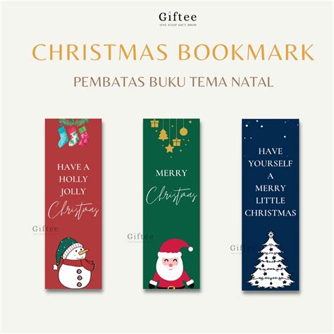 Jual Pembatas Buku Custom Tema Natal Christmas Bookmark Full Color