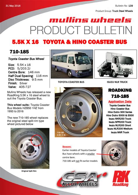 Pdf 55k X 16 Toyota And Hino Coaster Bus Wheels · Hino Coaster Bus