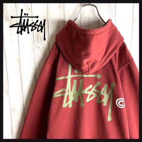 44％割引レッド系m【セール 登場から人気沸騰】 【希少カラー】stussy バックプリント 両面ロゴ 即完売 入手困難 パーカー パーカー