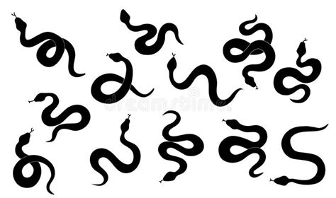 The Set Silhouettes Of Wild Snakes Stock Vector Illustration Of