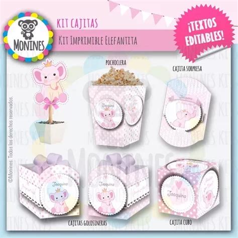 Kit Imprimible Elefante Nena Shower Bautizo Comuni N R En Venta En